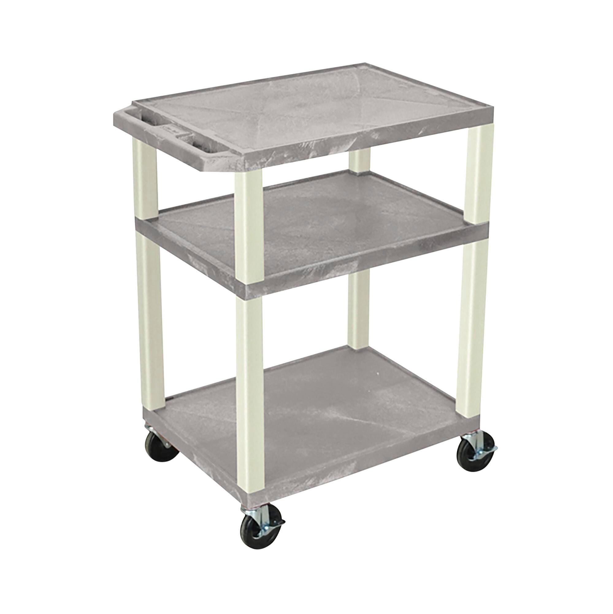 CART - LUXOR  3 SHELF 24X18X34 TUFFY CART WITHOUT POWER -  GRAY SHELVES - PUTTY LEGS