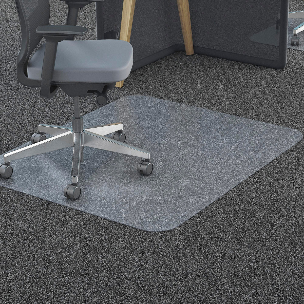 CHAIR MAT - STRAIGHT EDGE STUDDED - 46X60 RECTANGLE - CLEAR