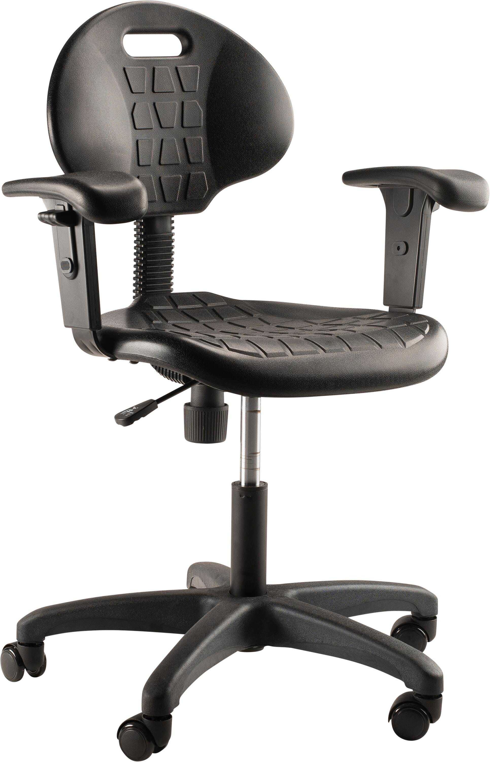 NATIONAL PUBLIC SEATING KANGAROO STOOL WITH ARMS - 26 X 17 X 16 TO 21 IN - BLACK