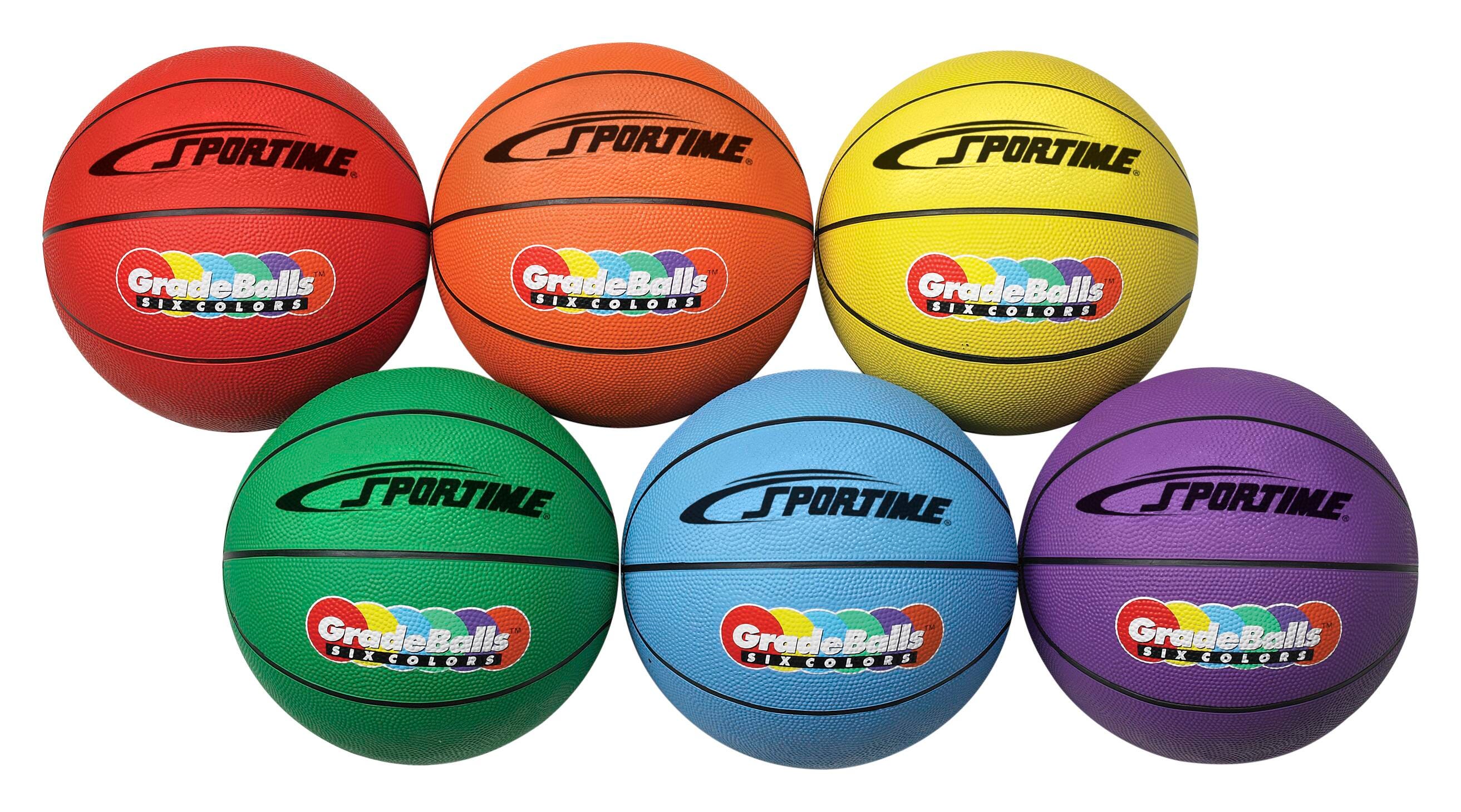 BALL BASKETBALL RUBBER 27 INCH JR SIZE 5 - SET OF 6 - SPORTIME - ASST COLORS