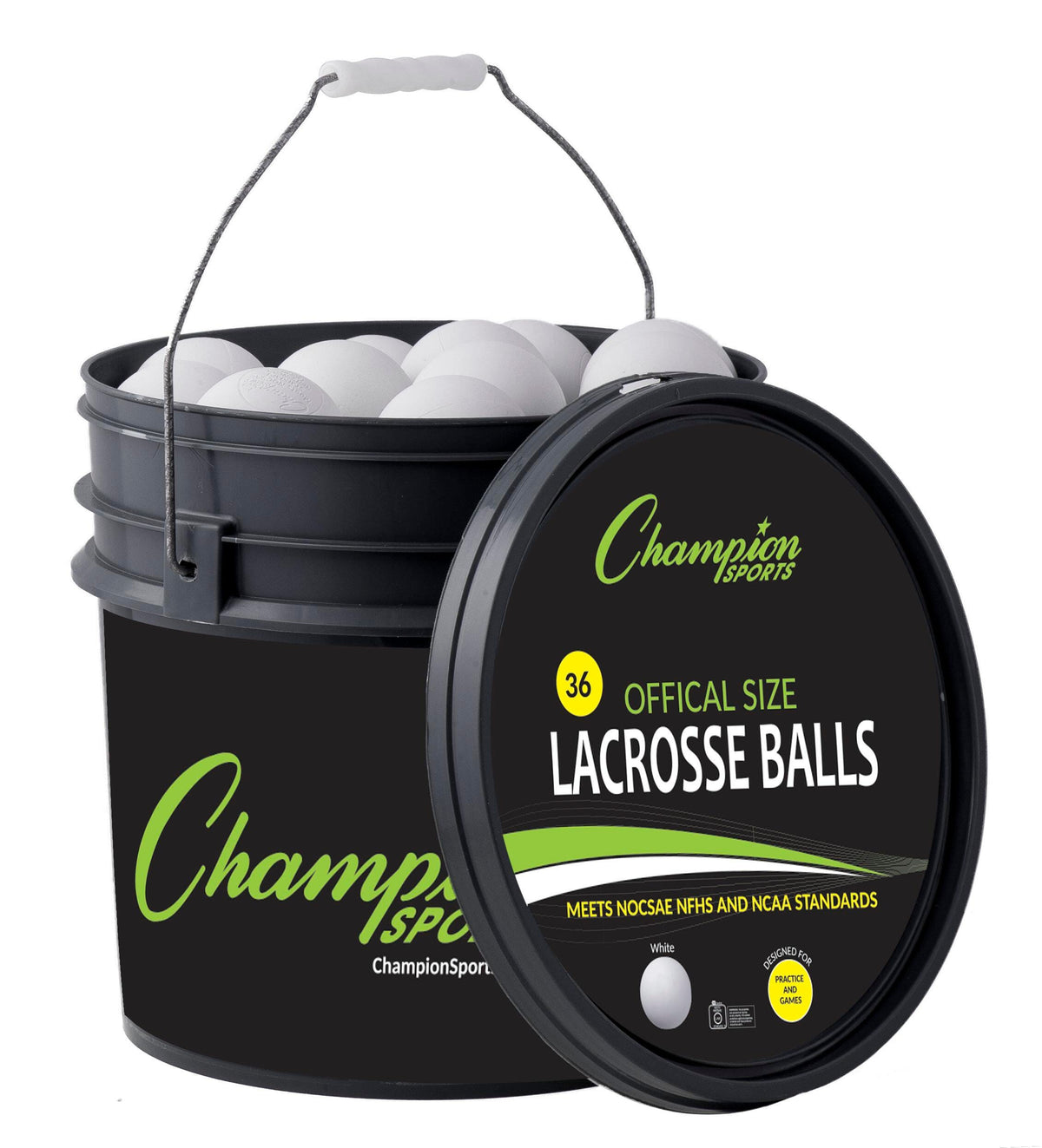 LACROSSE BALL BUCKET  36 LACROSSE BALLS  WHITE PACK OF 36