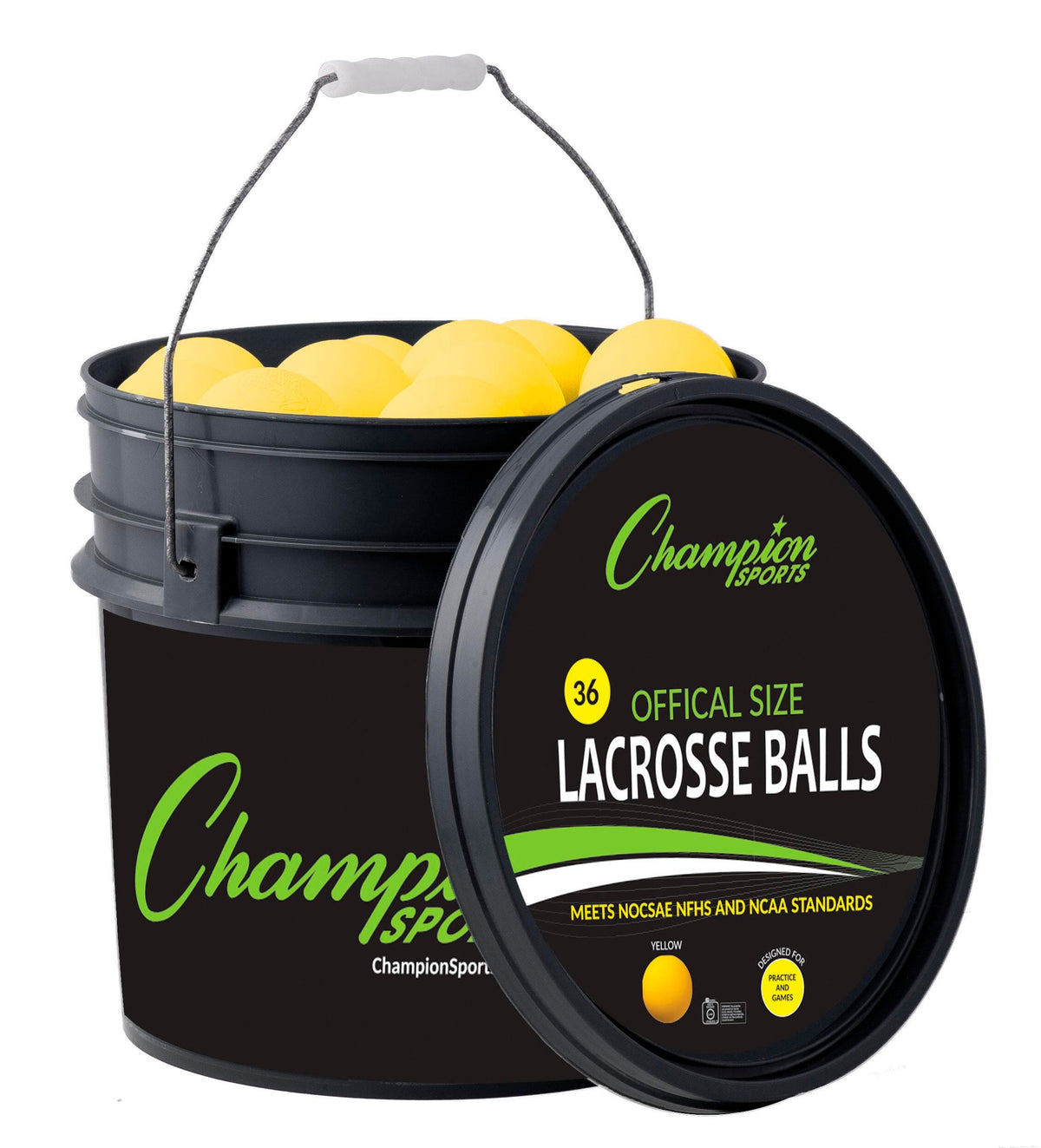 LACROSSE BALL BUCKET  36 LACROSSE BALLS  YELLOW PACK OF 36