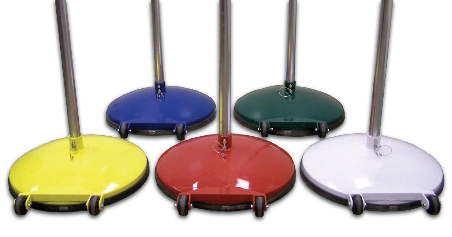 STANDARD BASE AND UPRIGHT  145 POUND YELLOW BASE GRAY UPRIGHT SET OF 2