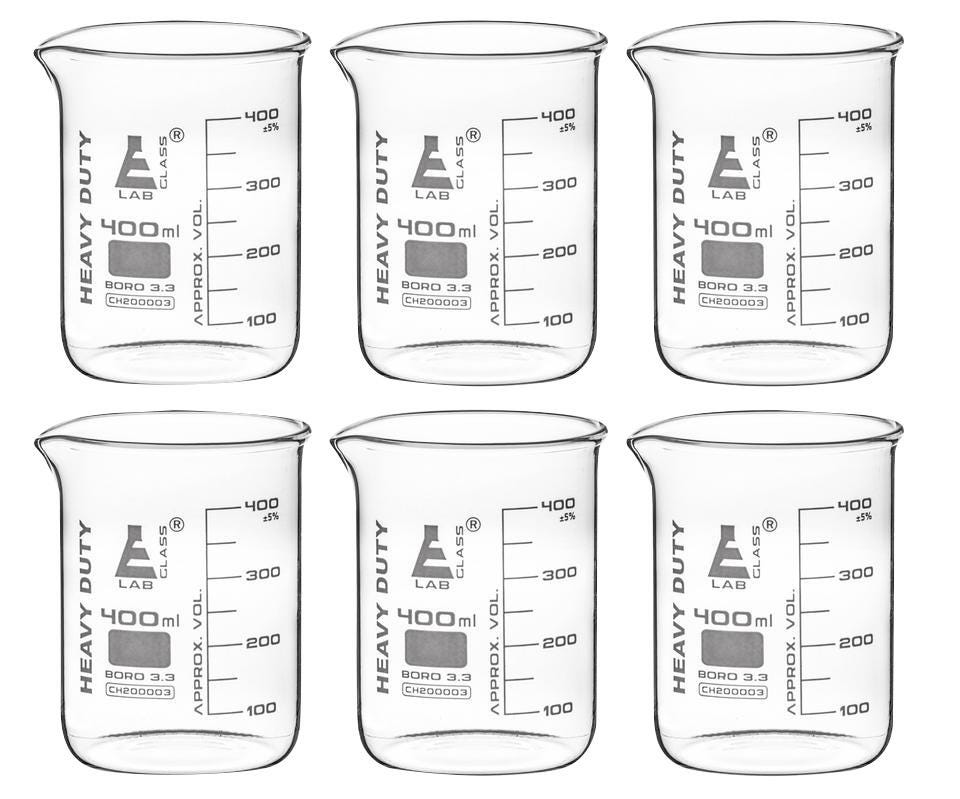 BEAKER HEAVY DUTY GLASS 400ML PK6
