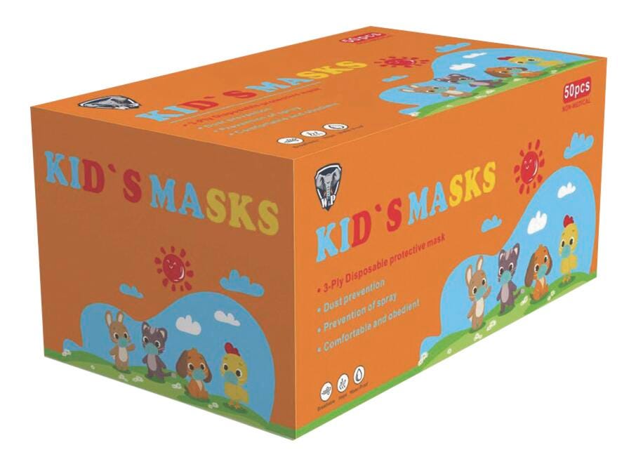 SECURITY - W AND P MANUFATURING DISPOSABLE MASK - 3-PLY FACE MASK - CHILD -  PK OF 50