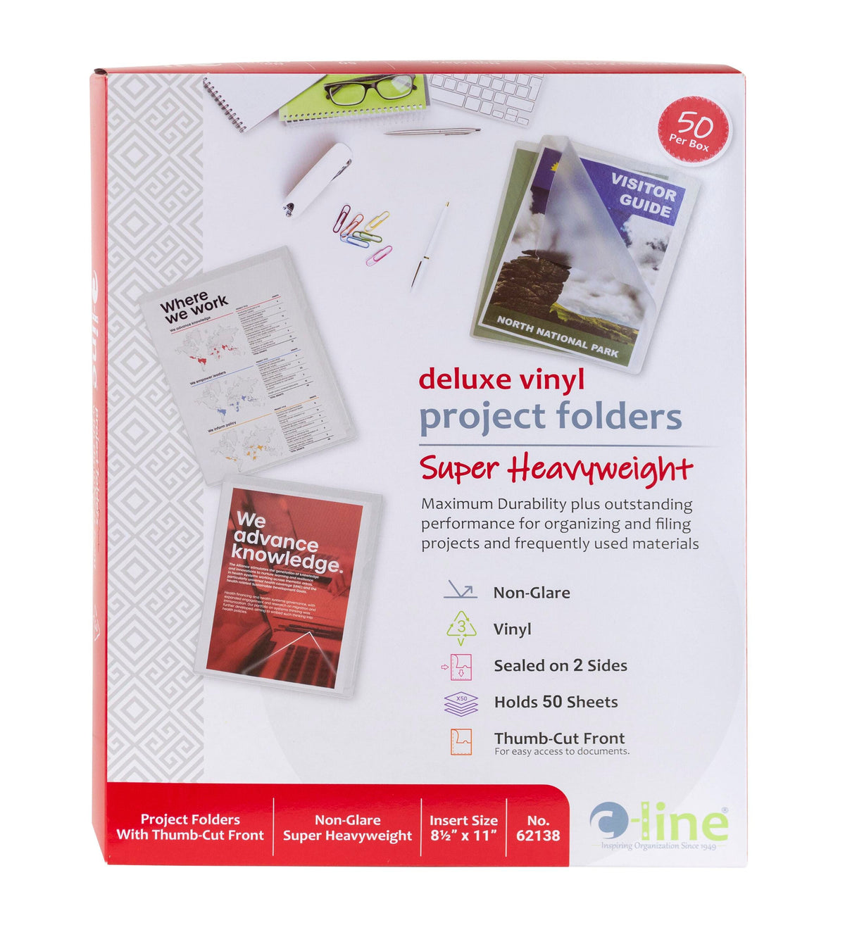 FOLDER DLX VNYL CLR PRJCT 8-1/2 X 11 IN PACK OF 50