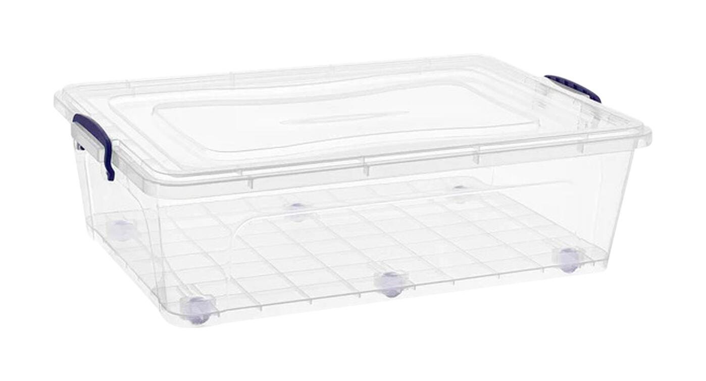 SUPERIO BRAND WHEELED STORAGE BIN - 42 QT - 40 L - CLEAR
