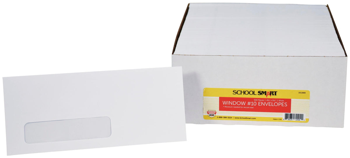 ENVELOPE WINDOW WHITE 4.125X9.5 BX OF 500 SCHOOL SMART