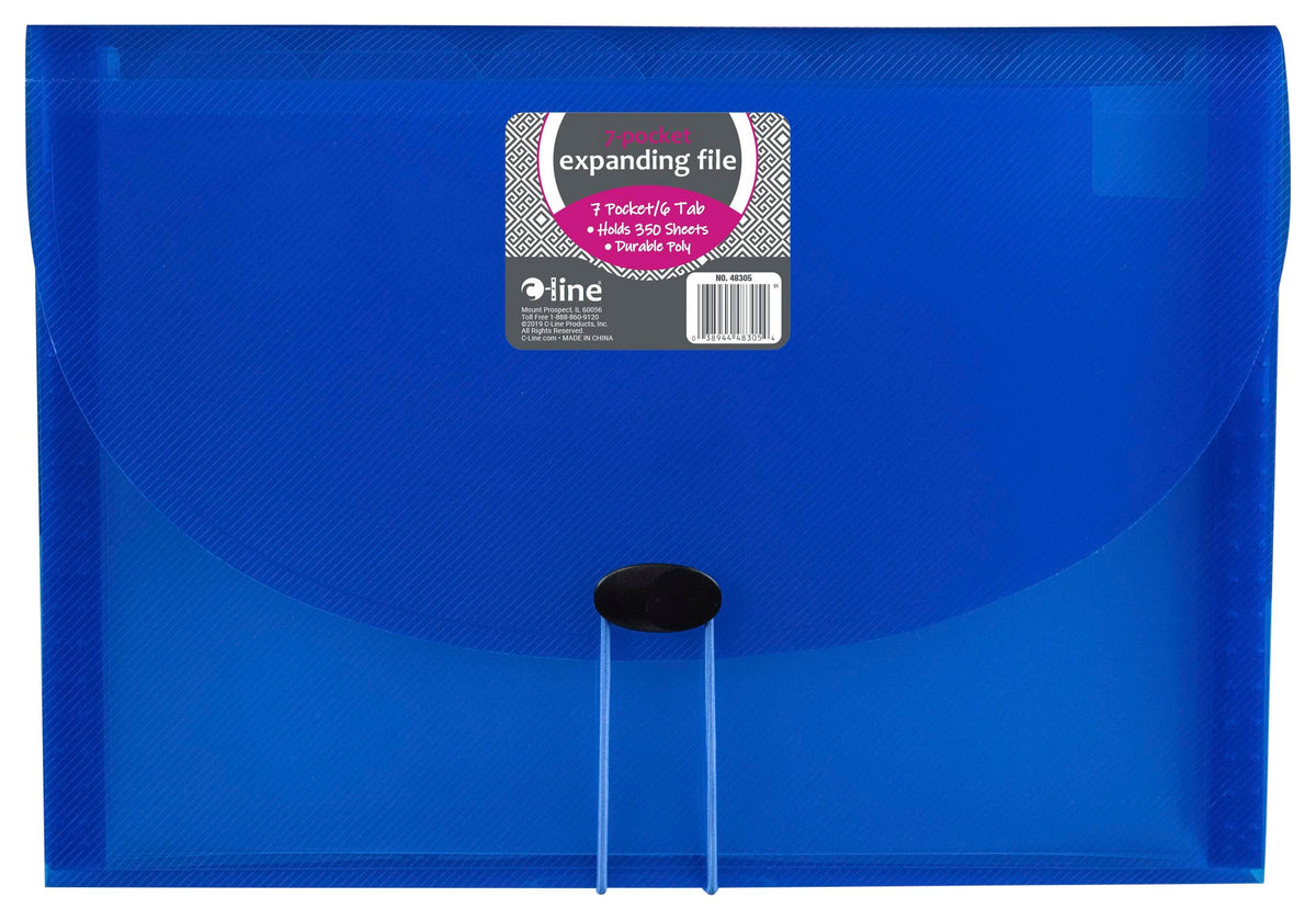 EXPANDING FILE 7-POCKET LETTER BLUE
