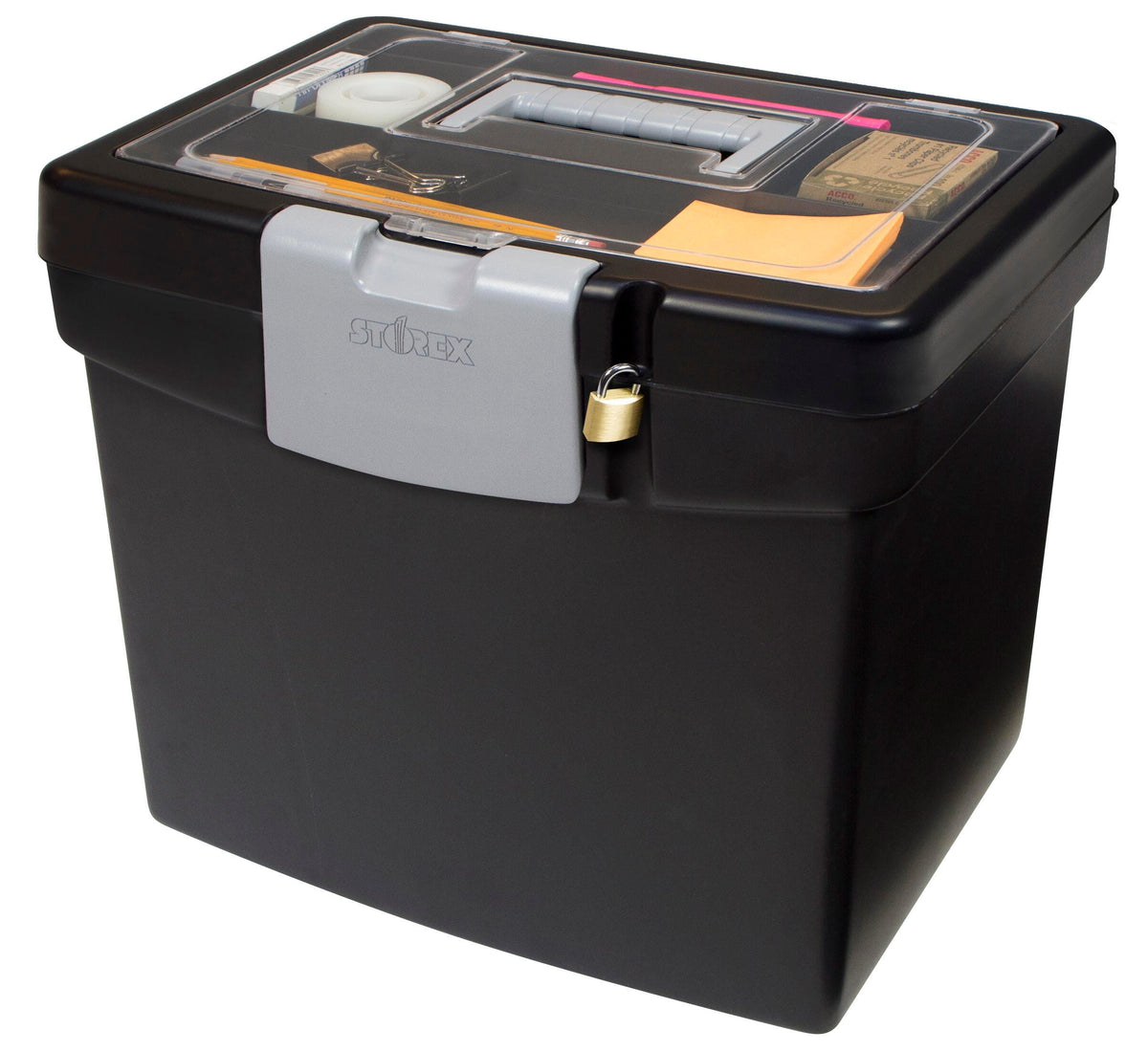 FILE BOX W/XL LID 11X13-1/2X11 IN BLACK/GREY STX61501B02C
