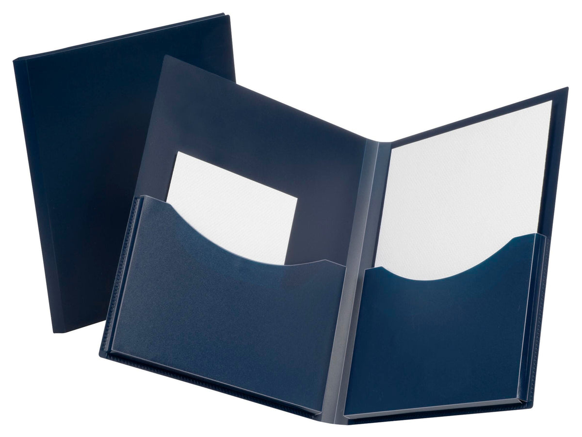 FOLDER 2-POCKET DBL STUFF 200 SHT CAP NAVY EA