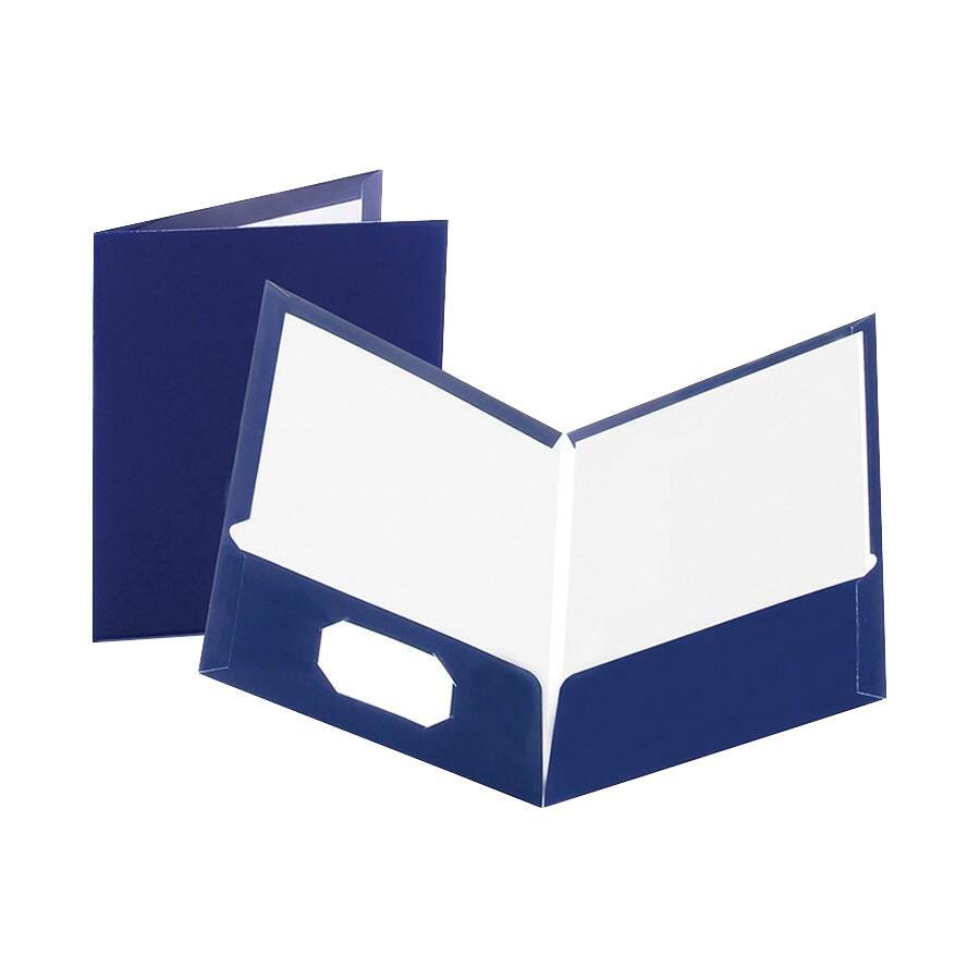 FOLDER 2-POCKET LAMINATED 100 SHT CAP NAVY PK OF 25 OXF51743