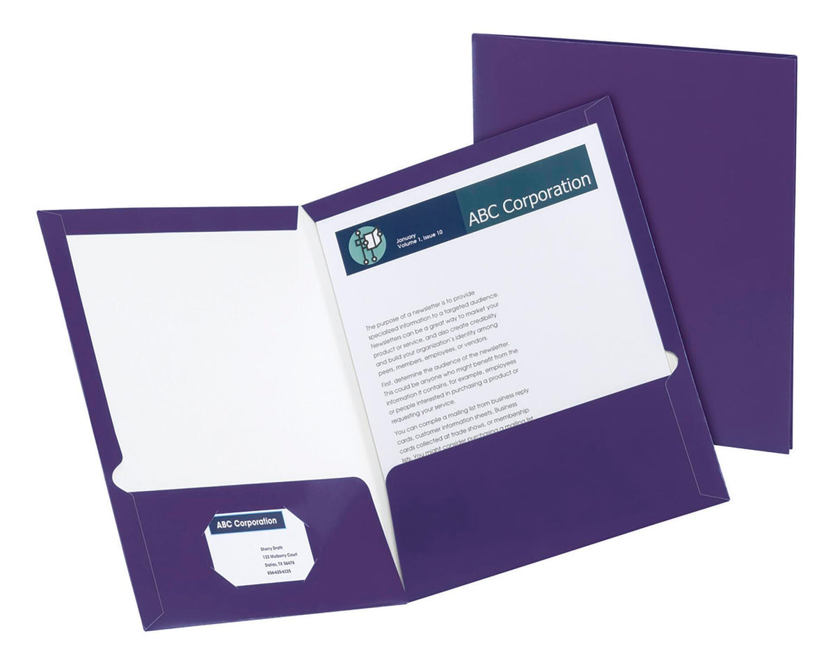 FOLDER 2-POCKET LAMINATED 100 SHT CAP PURPLE PK OF 25 OXF51726EE