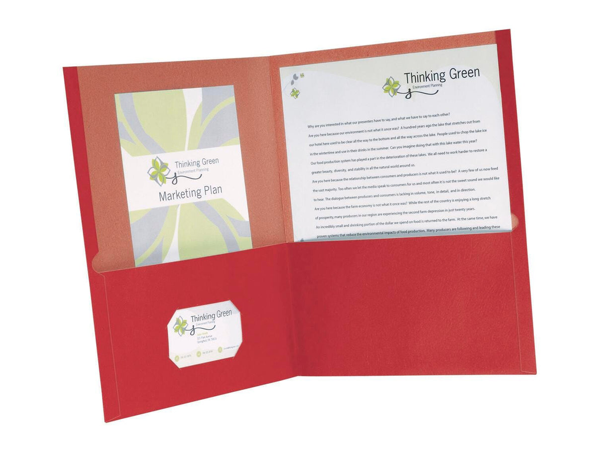 FOLDER 2-POCKET RECYCLED RED PACK OF 25