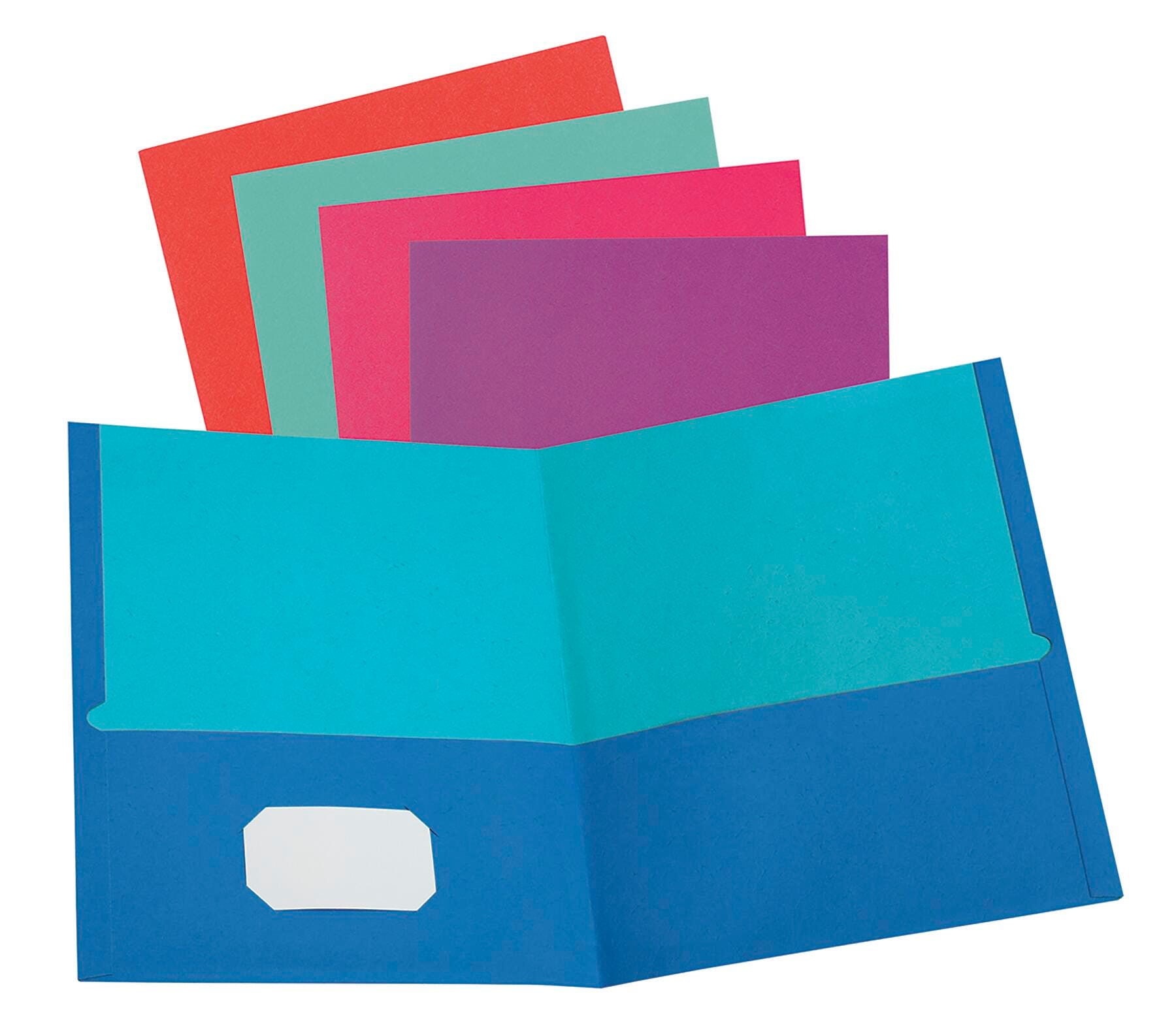 FOLDER 2-POCKET TWISTED W/O FASTNRS ASST PACK OF 50