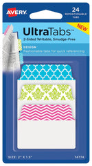 TABS ULTRA REPOSITIONABLE 2X1.5 IN ASST PATTERN SET OF 24 AVE74774