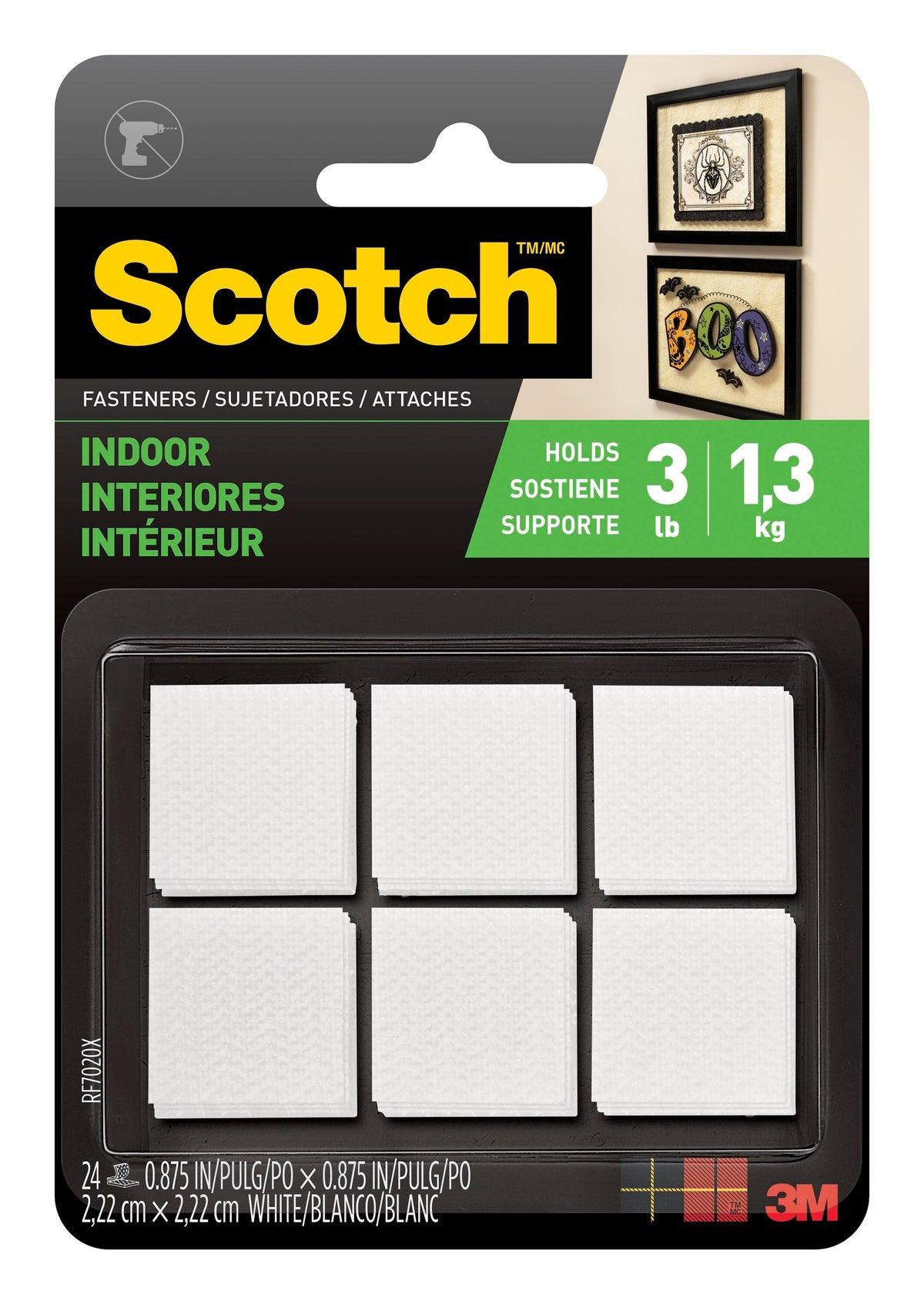 FASTENERS MOUNTING HOOK AND LOOP SCOTCH 7/8IN X 7/8IN PACK/24