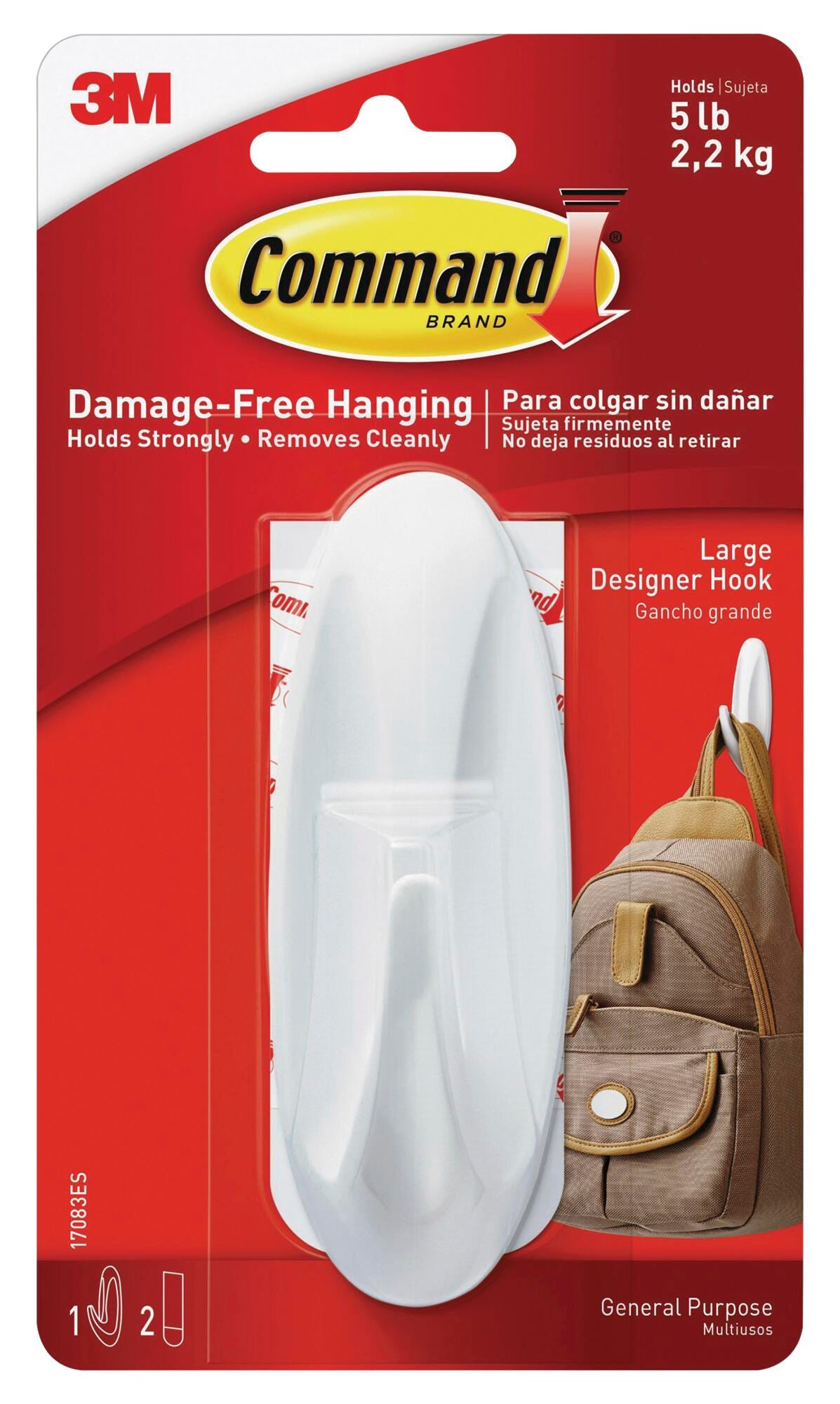 HOOK COMMAND DESIGNER LARGE CLEAR EACH