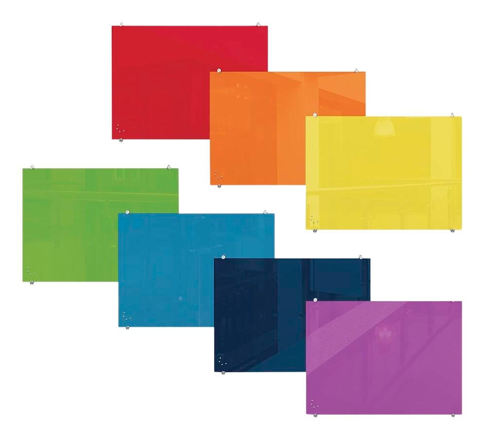 MAGNETIC GLASS DRY ERASE WHITEBOARD - MOORECO - VISIONARY - 3 H X 4 W FT - SPECIFY COLOR