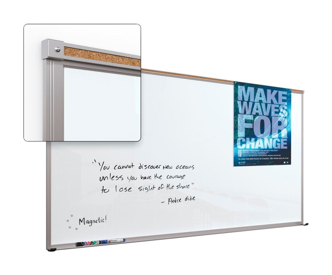 MARKERBOARD - MOORECO FRAMED MAGNETIC GLASS MARKERBOARD -  3 X 4FT - WHITE