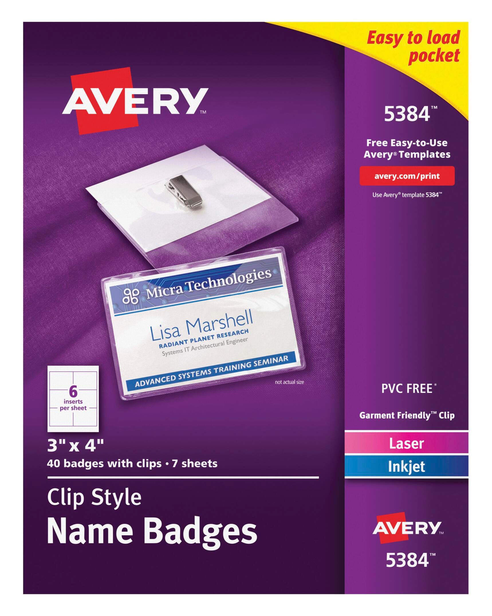 LABEL NAME BDG W/CLIP TOP LOAD 3X4 WE AVE5384 PACK OF 40