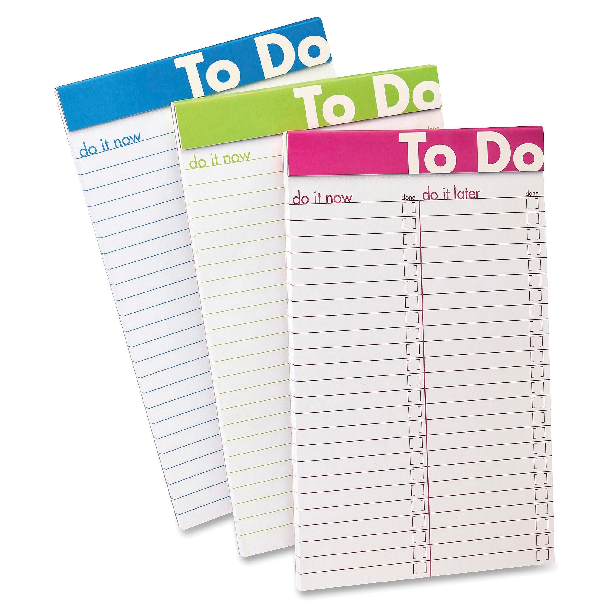 PAD NOTE TO DO 5X8 IN ASST COLORS 50 SHTS