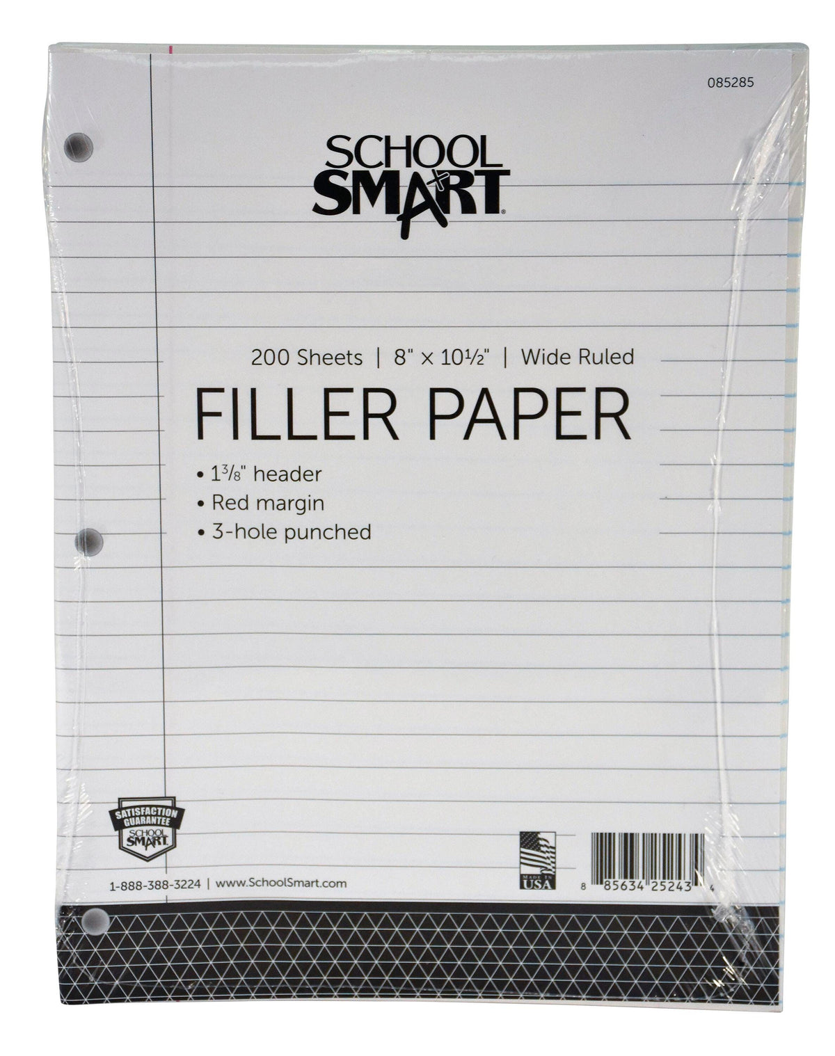 PAPER FILLER 8X10.5 15 LB WITH MARGIN 3/8 RULE  3HP 200 SHTS SCHOOL SMART