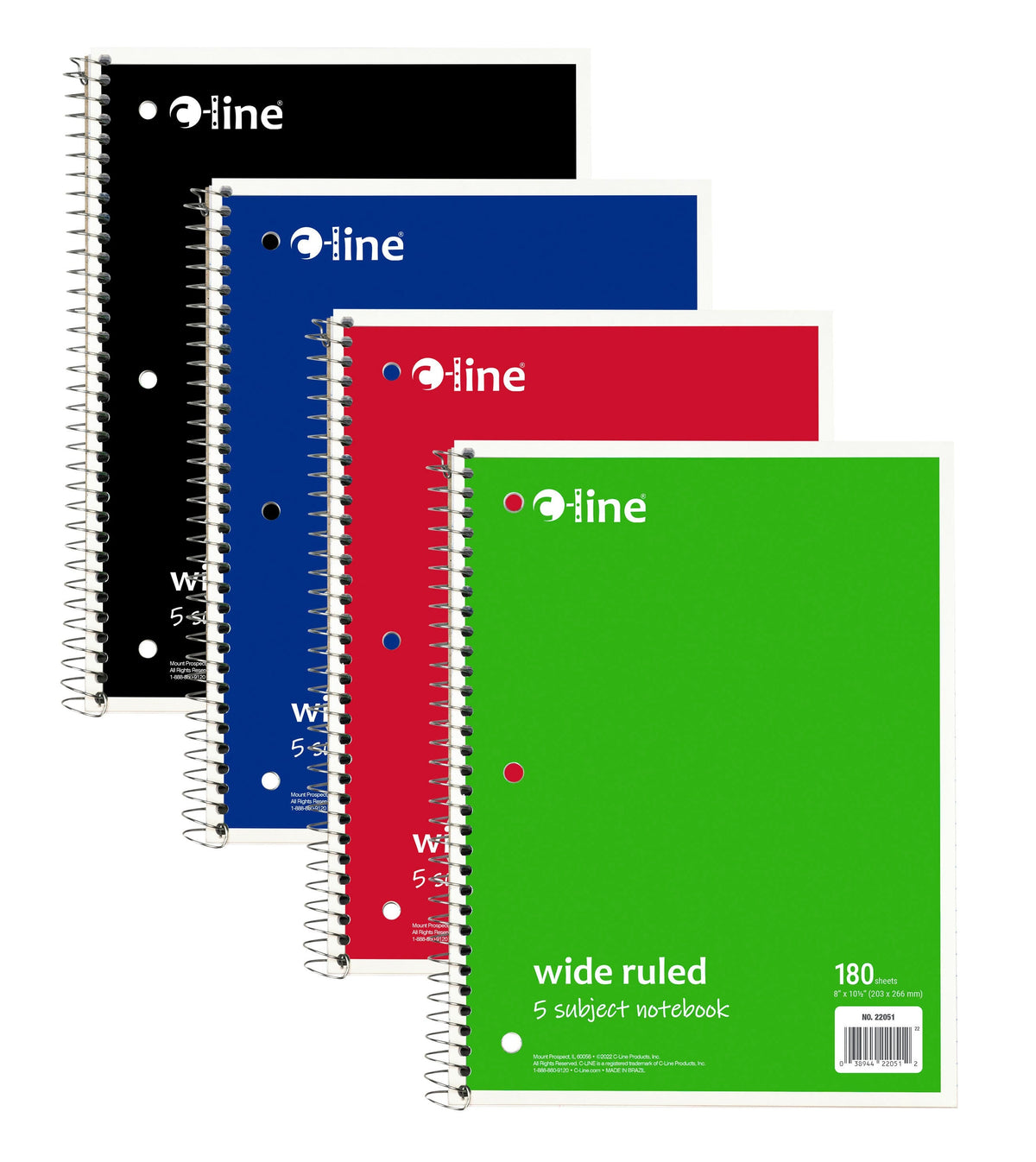 PAPER NOTEBOOK 5 SBJCT 180 SHT WR 8.5 X 10.5 IN