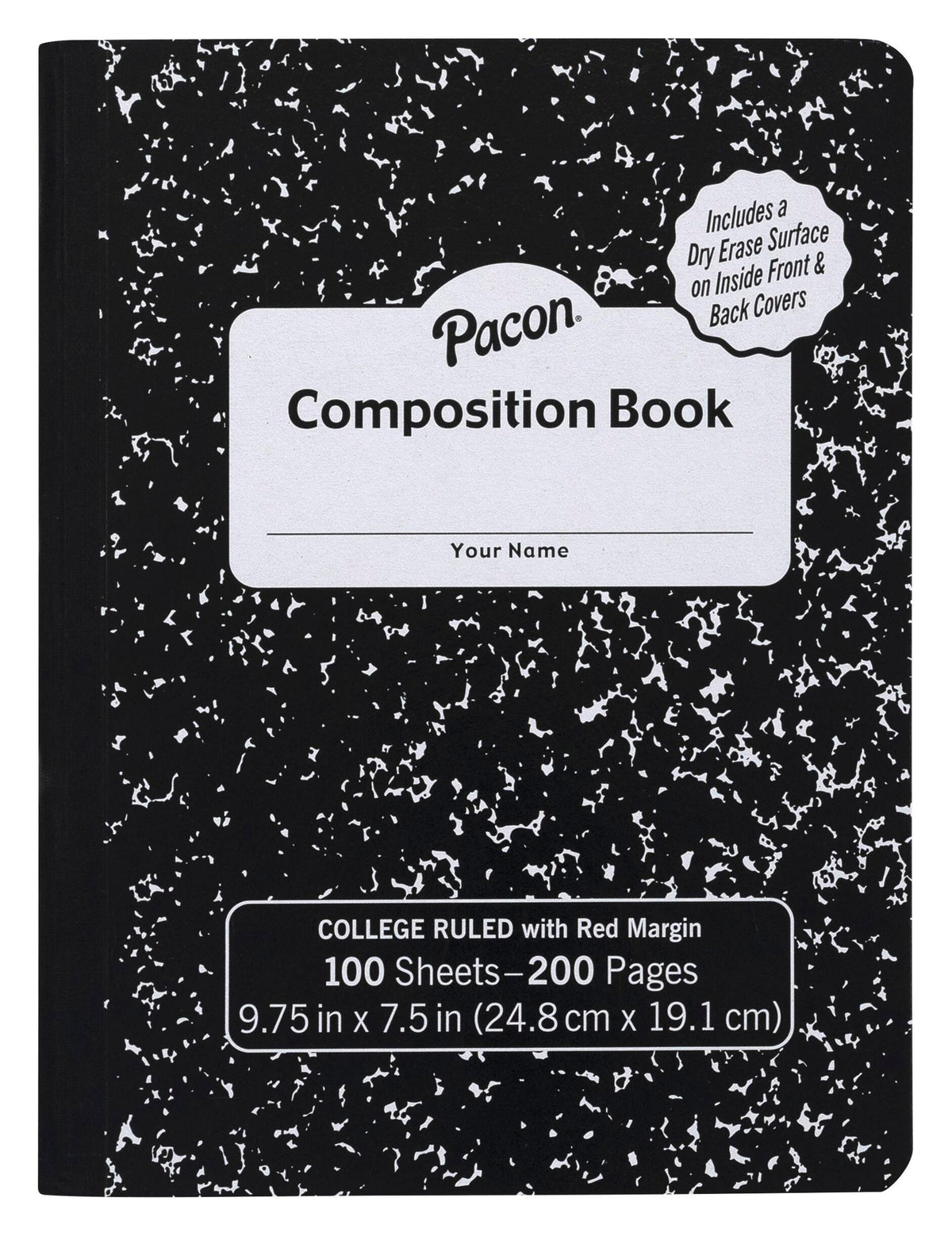PPR COMP BOOK HRD CVR 9.75X7.5 WR DRY ERAS 100 SHT