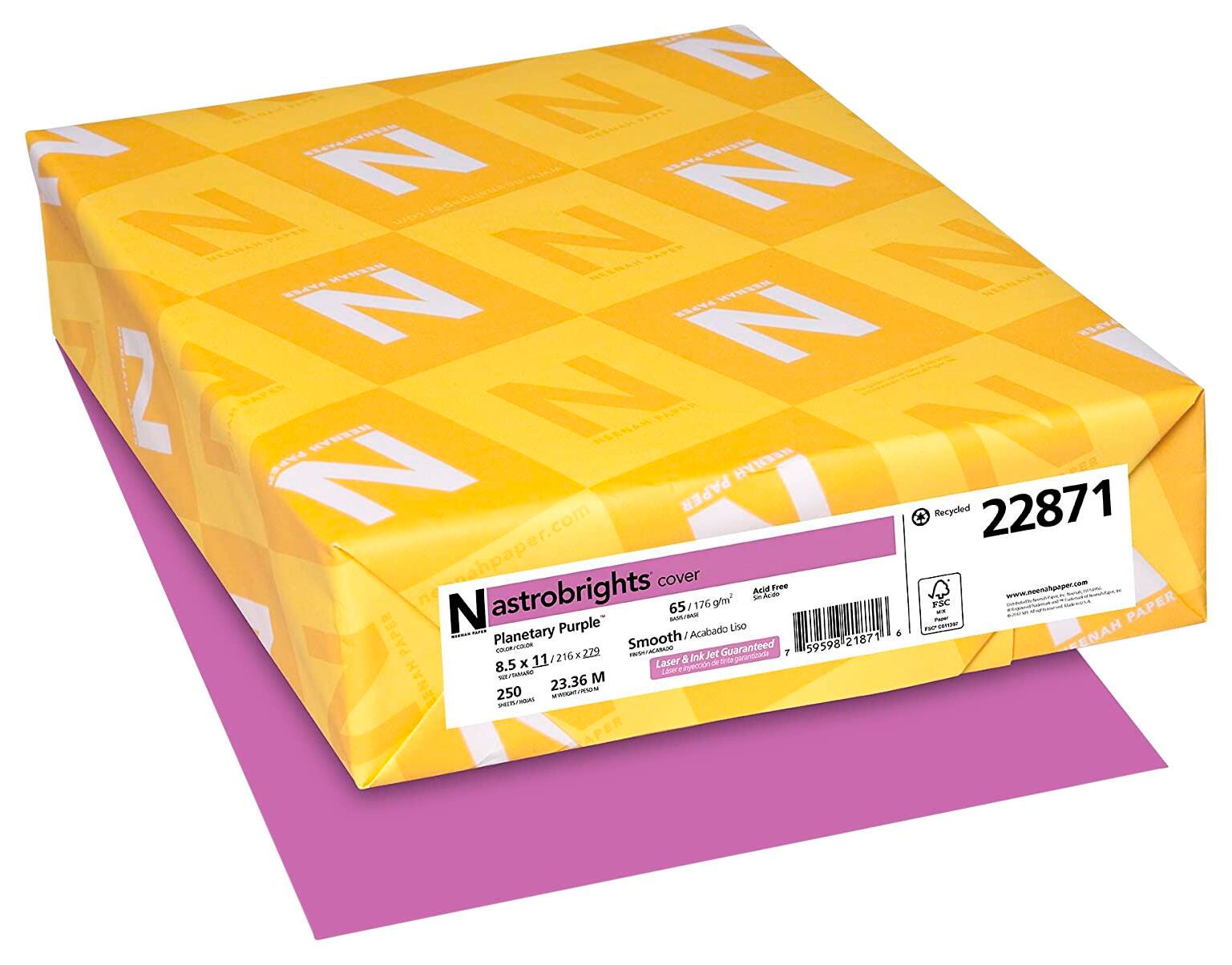 PAPER CARDSTOCK 8.5X11 PLANETARY PURPLE 65 LBS 250 SHEETS
