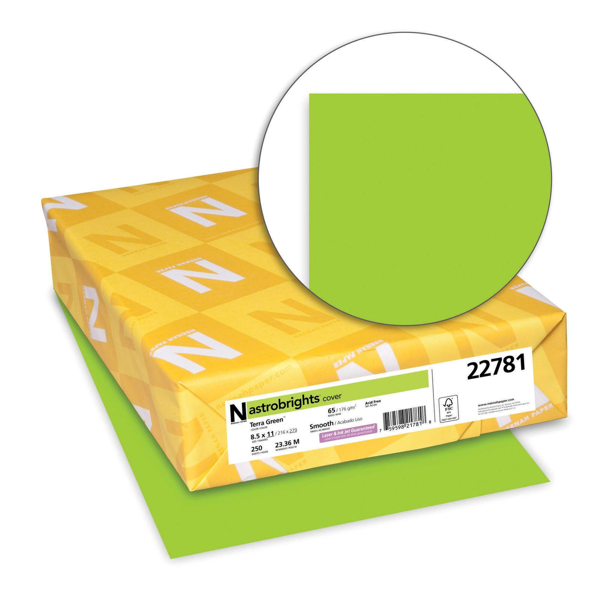 PAPER CARDSTOCK 8.5X11 TERRA GREEN 65 LBS 250 SHEETS