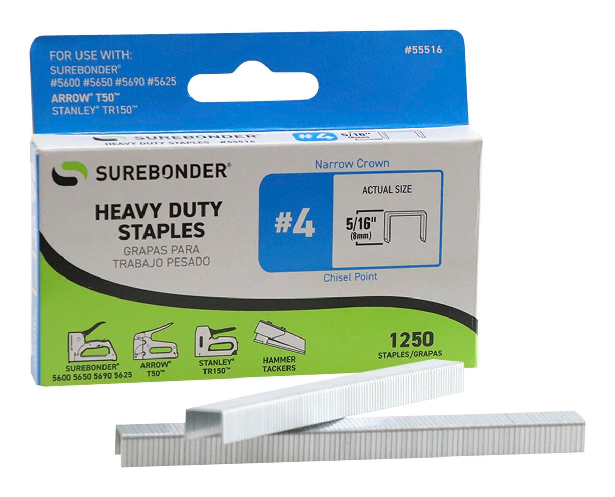 STAPLES HEAVY DUTY NO 4 SUREBONDER 5/16 IN PACK OF 1250