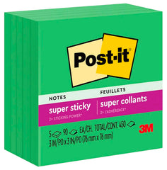 NOTES POST-IT 3X3 IN SUPER STICKY LUCKY GREEN PACK OF 5