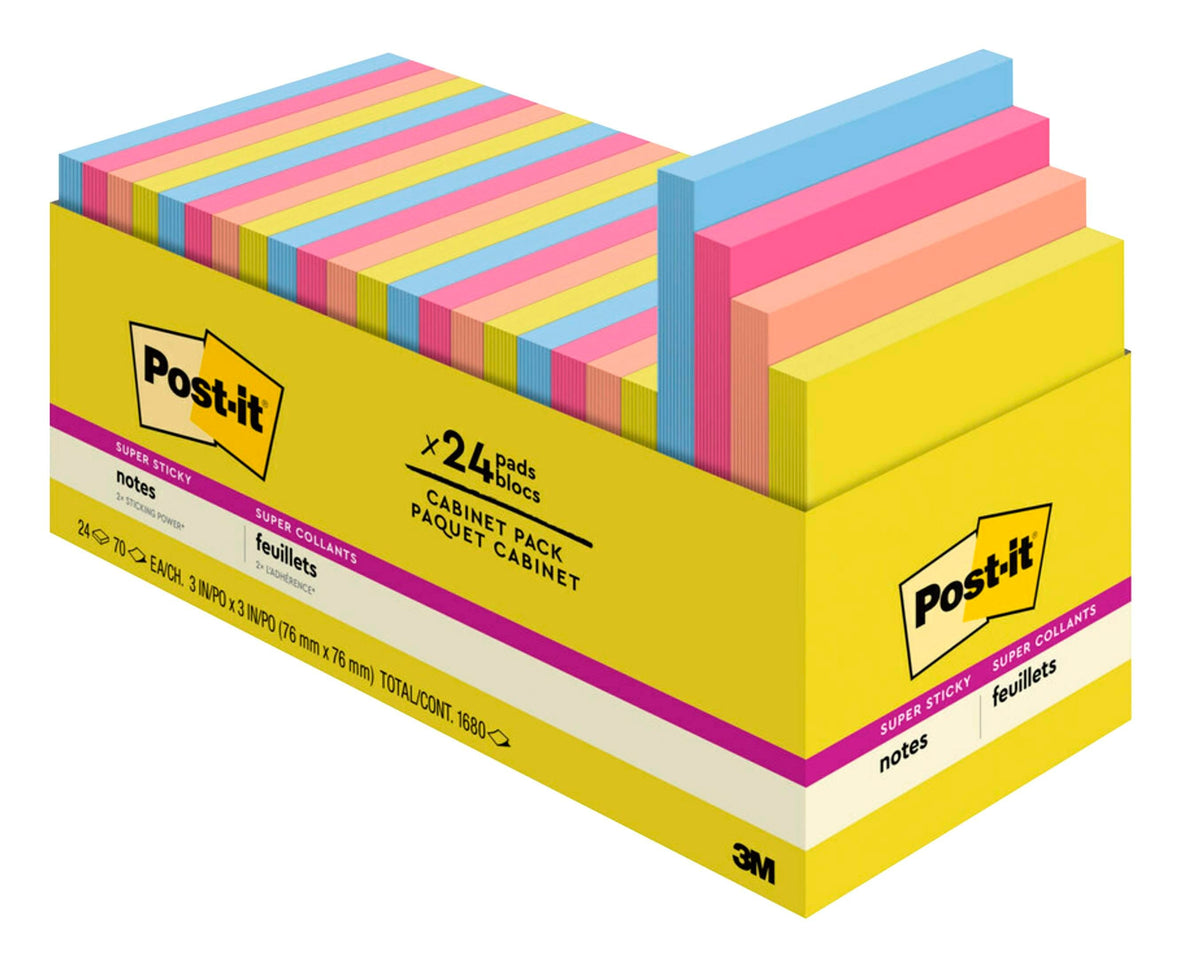 NOTES POST-IT SPR STKY  SMR JOY 3 X 3 IN 24 PK