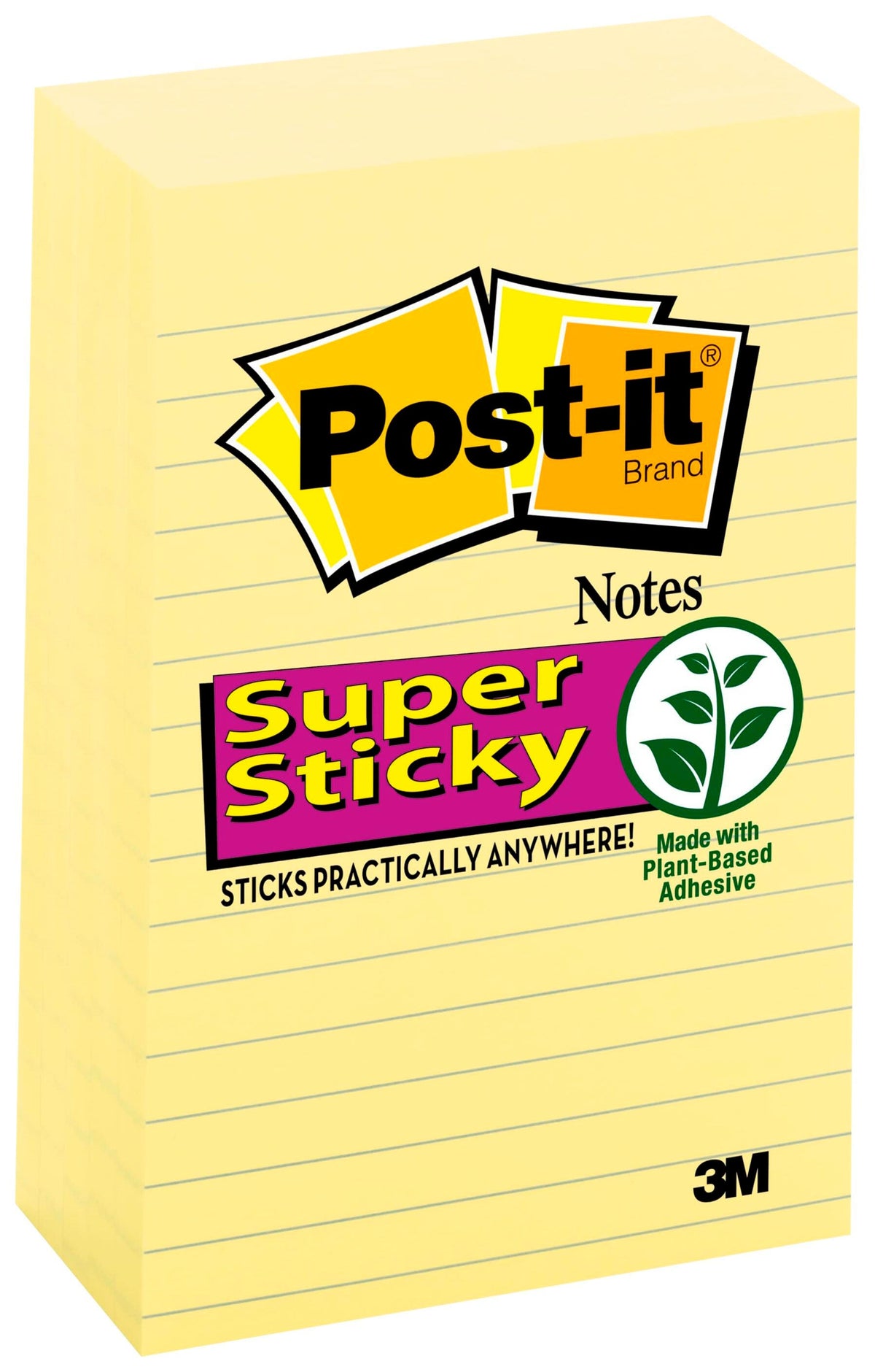 POST-IT NOTE 4X6 LINED SUPR-STIKY CANARY YELLOW/PD 5 PK