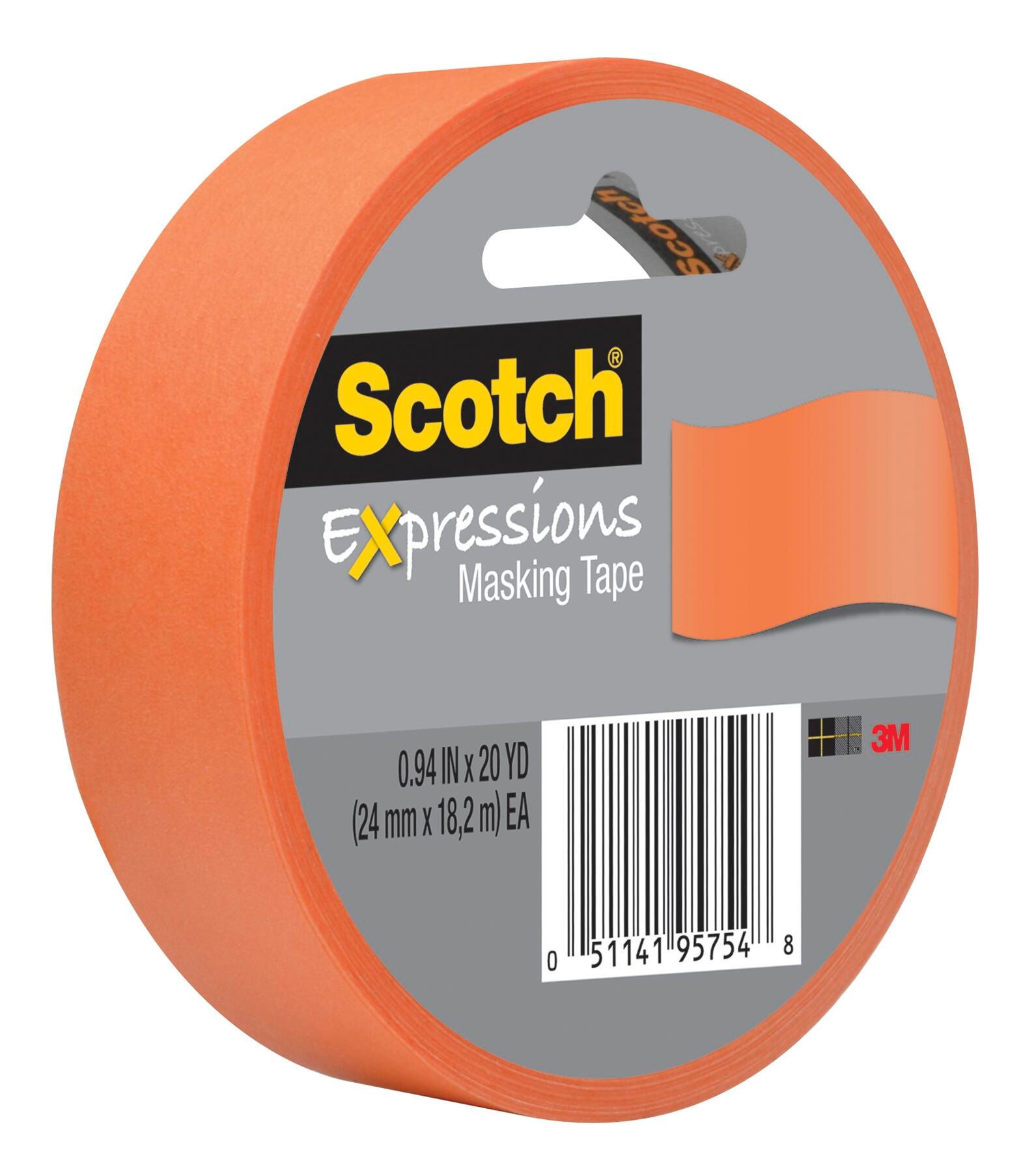 TAPE DECORATIVE MASKING  0.94 IN X 20 YD TRIANGLE TANGERINE