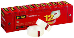 TAPE SCOTCH 600 TRANSPARENT 600K12  0.75 IN X 1000 IN PACK OF 12