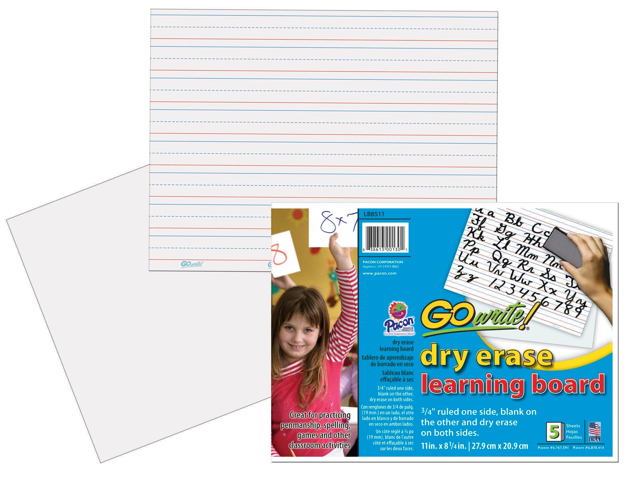 DRY ERASE SHEETS TWO SIDED RULED PLAIN 11 X 8-1/2 PACK OF 5