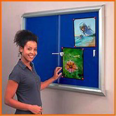 MODEST NOTICE BOARD With Door & Lock 120 X 180 BLUE