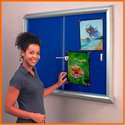 MODEST NOTICE BOARD With Door & Lock 90 X 120 BLUE