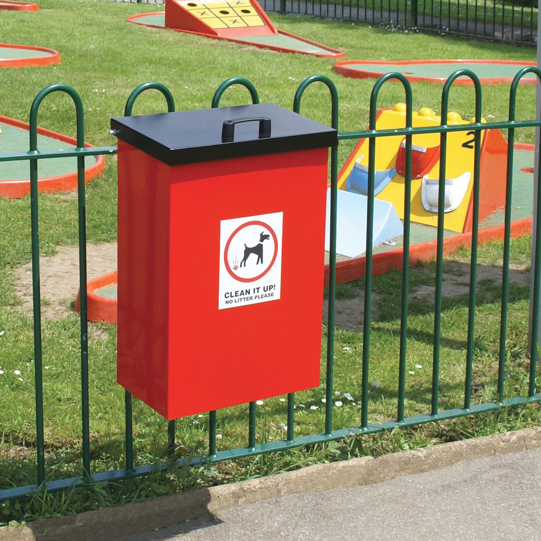 Dog Bin Lift Up Lid Red