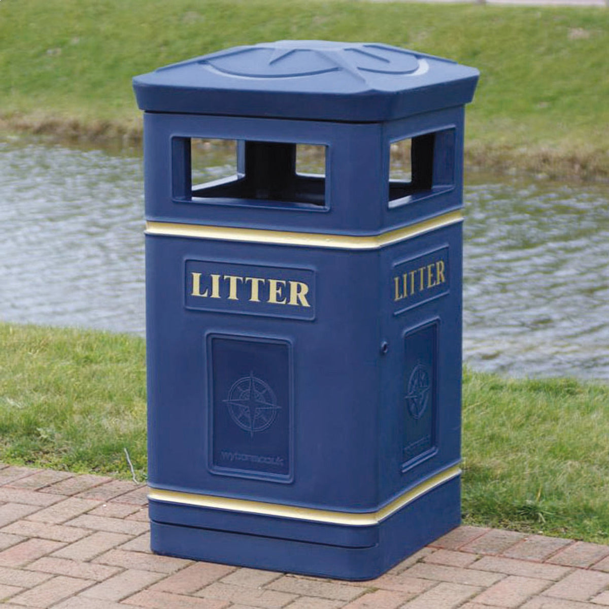 Compass Litter Bin 112L Blue