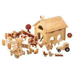 Natural Wood Deluxe Barn & Farm Set