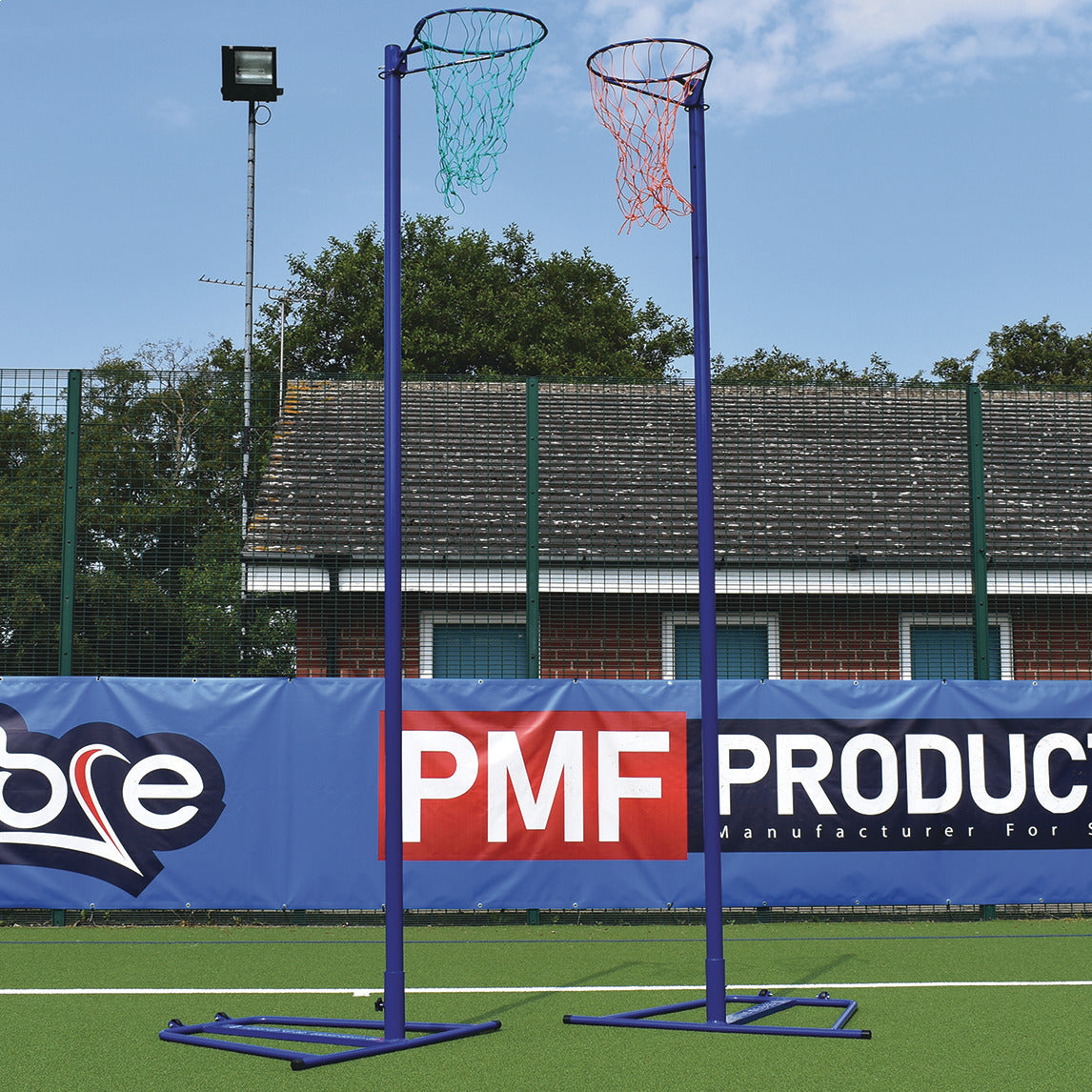 Netball Post Base Ring And Nets - Pair - Blue