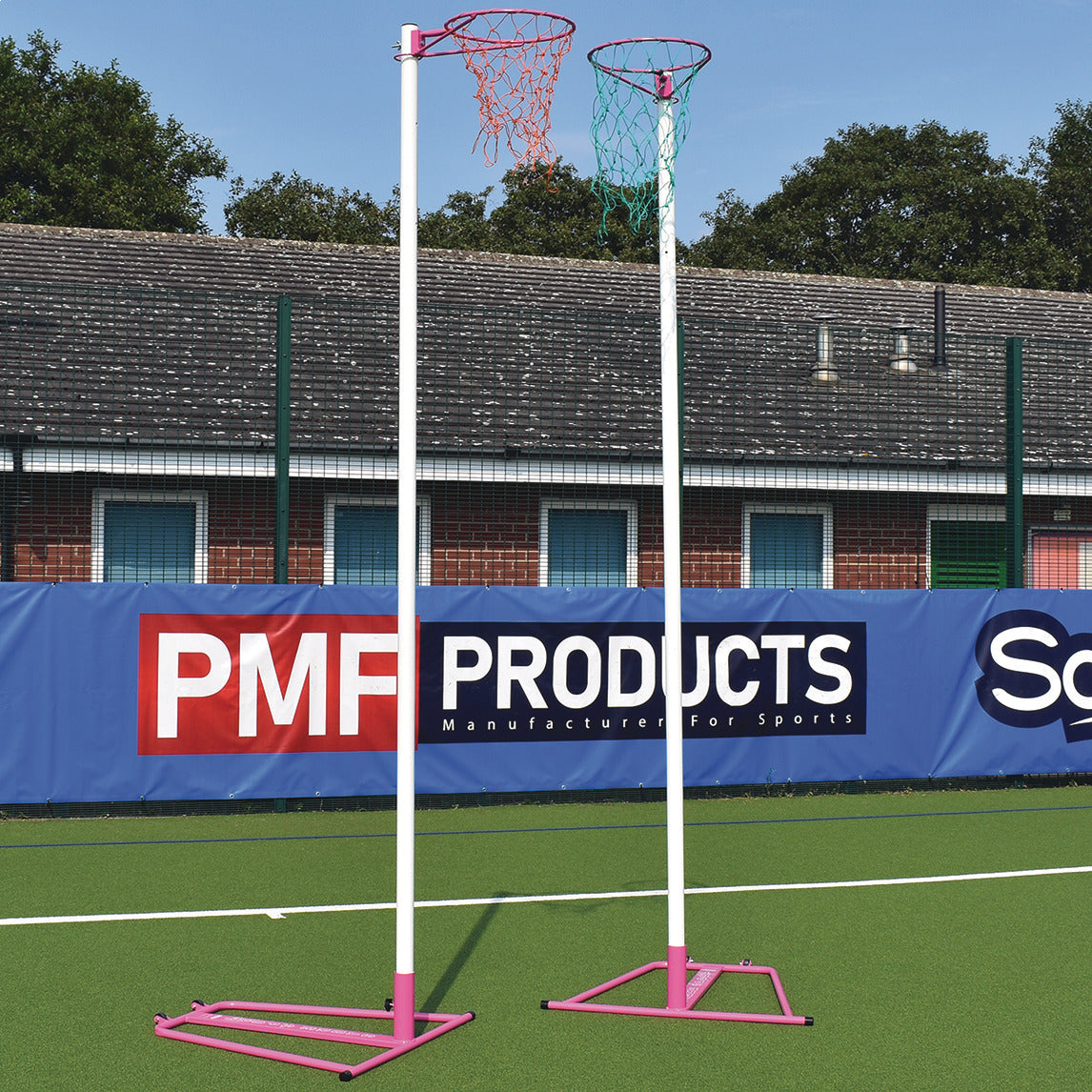 Netball Post Base Ring And Nets - Pair - Pink