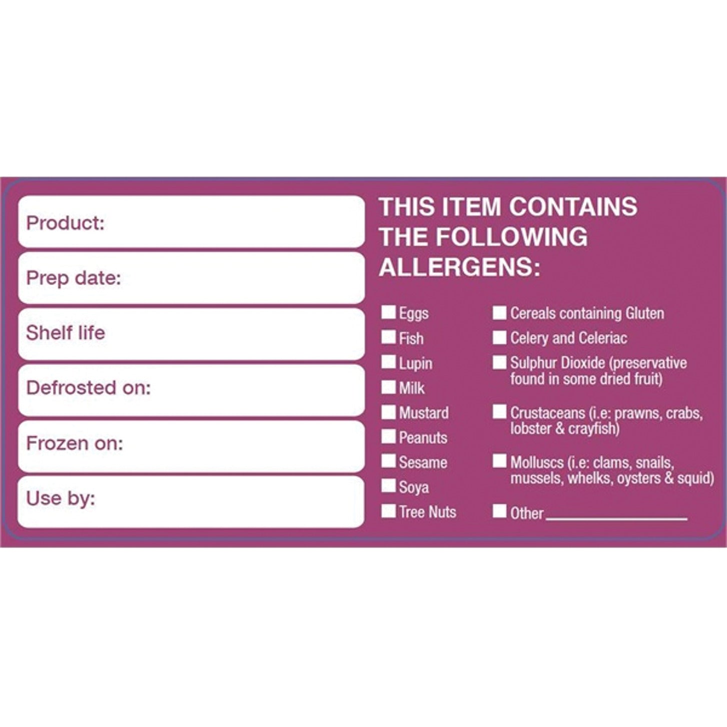 Allergen Labels 50X100Mm Roll Of 500