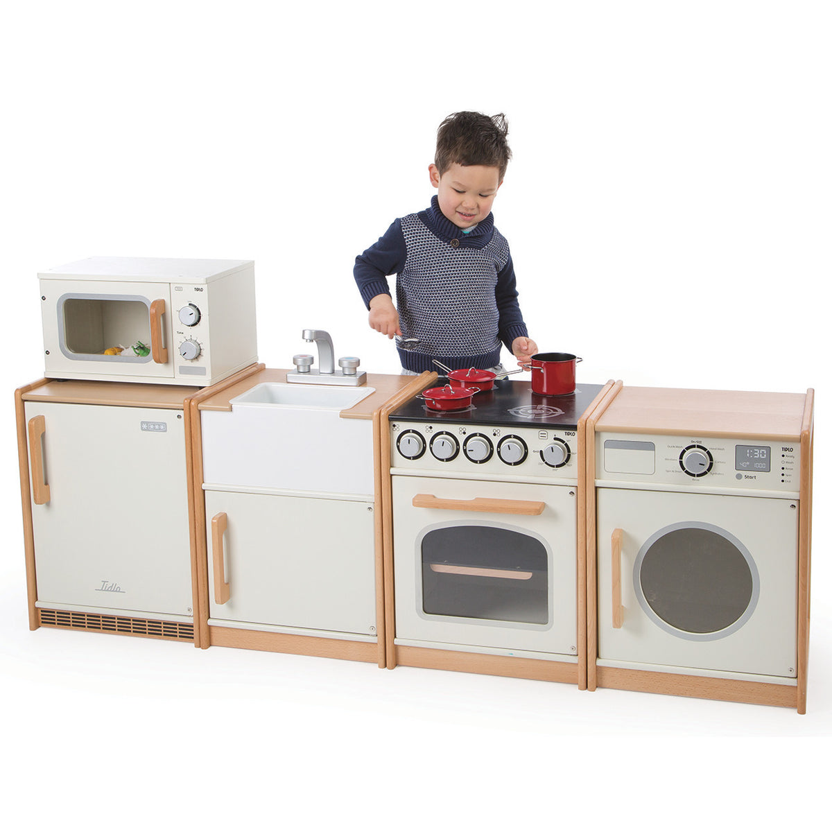 Education Kitchen Bundle Set of 5 - Includes Sink Cooker Washing Machine Fridge And Microwave