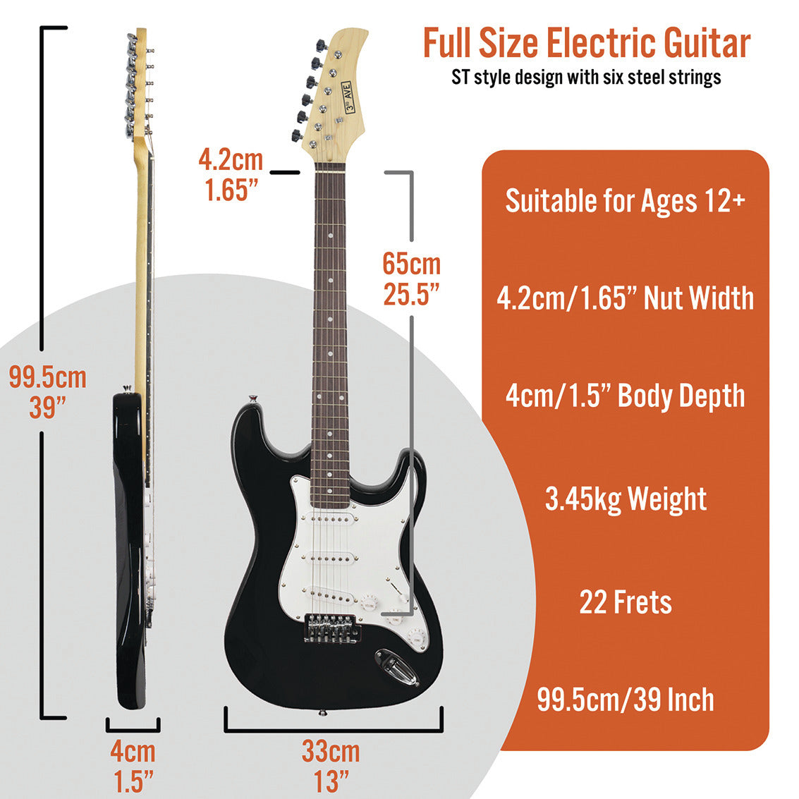 Full Size Electric Guitar Black