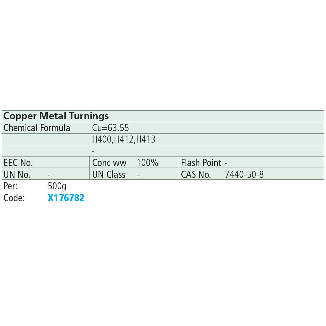 Copper Metal Turnings 500g