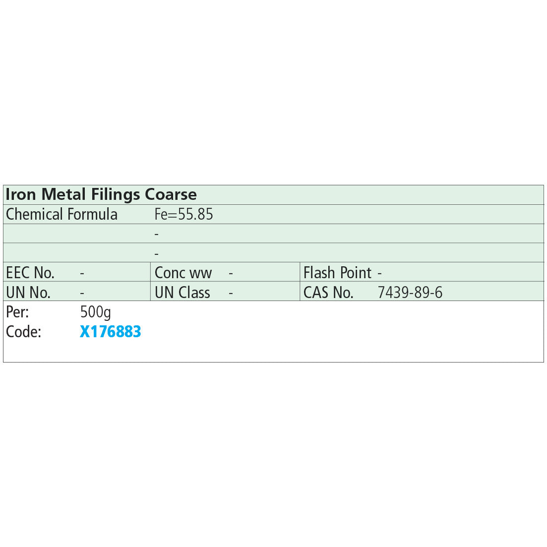 Iron Metal Filings Coarse 500g